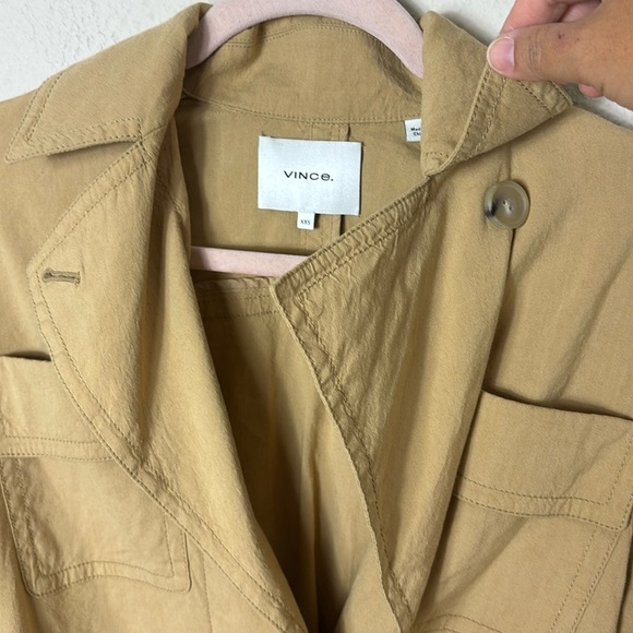 Vince Belted Linen Blend Jacket in Tan Beige Size XXS - Picture 13 of 16